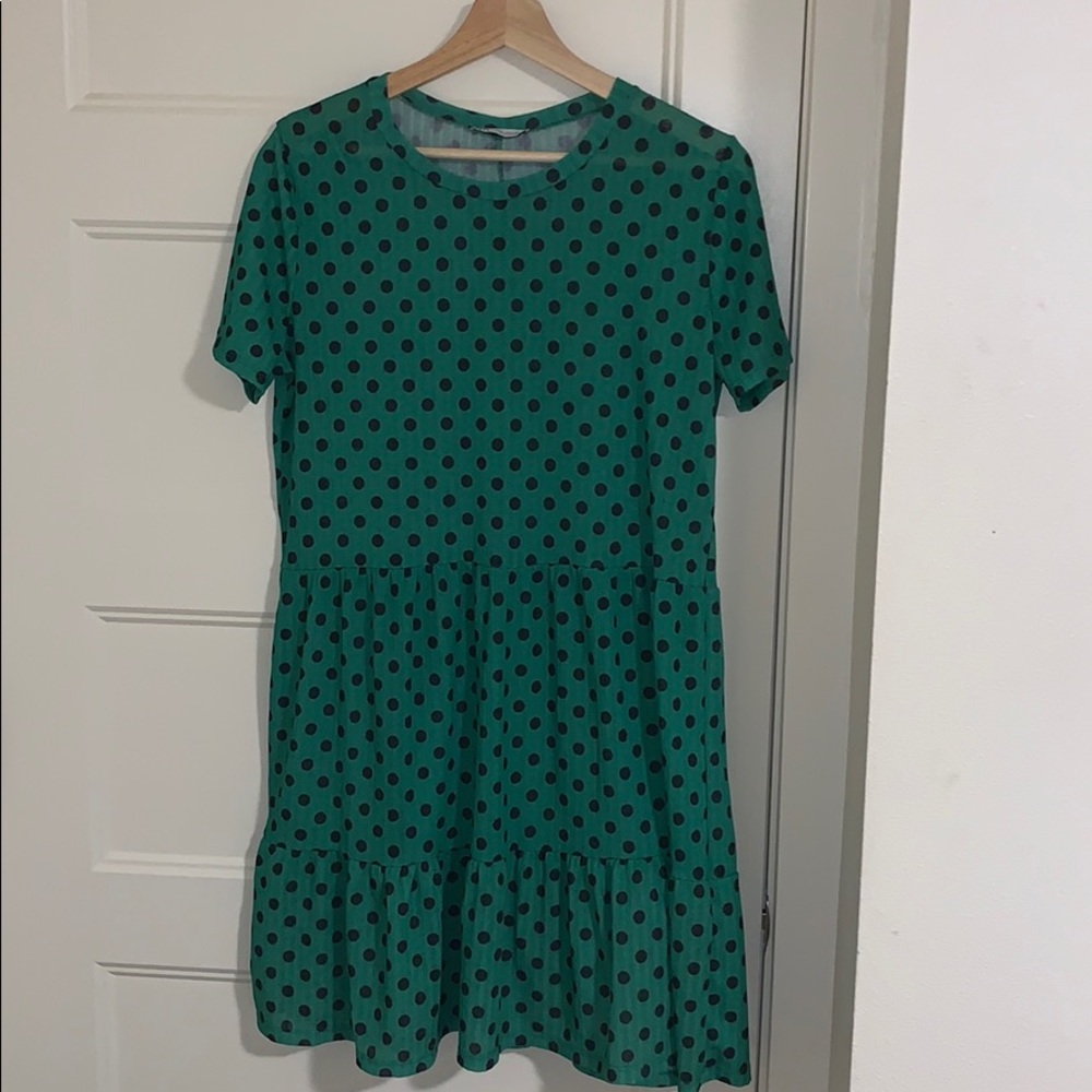 Adorable Green Zara Dress with Black Dots